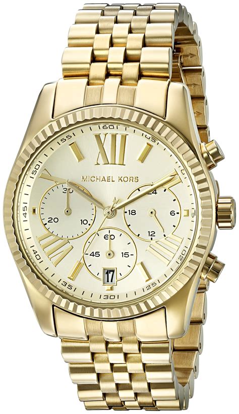 michael kors chronograph lexington gold tone ladies watch mk5556